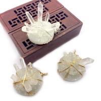 Natural Quartz Druzy Pendants Clear Quartz with Brass plated Sold By PC