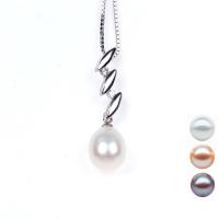 Freshwater Pearl Vedhæng, 925 Sterling Sølv, med Ferskvandsperle, med rhinestone, flere farver til valg, 9x30mm, Hole:Ca. 1.5mm, Solgt af PC