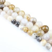 Bamboo Agate Bead, Runde, poleret, du kan DIY, blandede farver, Solgt Per 38 cm Strand