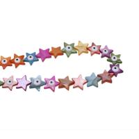 Naturlig Färgade Snäckskalspärlor, Shell, Star, DIY & onda ögat mönster & emalj, flerfärgad, 12mm, Såld Per 38 cm Strand