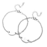 Casal pulseira e bracelete, aço inoxidável, 2 peças & joias de moda & para mulher, cor original, comprimento 15 cm, vendido por PC