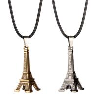 Lo zinco in lega gioielli collana, lega in zinco, with corda di cera, Torre Eiffel, placcato, gioielli di moda & unisex, nessuno, 16x39mm, Lunghezza 45 cm, Venduto da PC