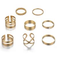 Sinc Alloy Ring Set, plátáilte, 8 bpíosa, dathanna níos mó le haghaidh rogha, nicil, luaidhe & caidmiam saor in aisce, 8ríomhairí pearsanta/Socraigh, Díolta De réir Socraigh