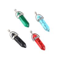 Synthetische Turquoise Hanger, met Zinc Alloy, silver plated, uniseks, meer kleuren voor de keuze, 8x32mm, Verkocht door PC