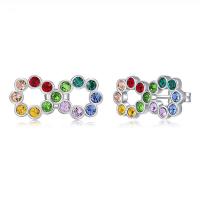 CRYSTALLIZED™ Element Kristal Oorbellen, 925 sterling zilver, met CRYSTALLIZED™, sterling zilver oorbel bericht, geplatineerd, gefacetteerde, regenboogkleuren, 9x19mm, Verkocht door pair