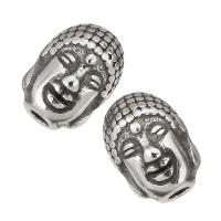 Edelstahl-Beads, Edelstahl, Buddha, originale Farbe, 7x9x7mm, Bohrung:ca. 2mm, 10PCs/Menge, verkauft von Menge