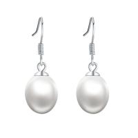 Freshwater Pearl øreringe, 925 Sterling Sølv, med Ferskvandsperle, for kvinde, hvid, 7mm, Solgt af par