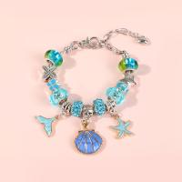 European Bracelet Zinc Alloy with Crystal & for woman & enamel & with rhinestone blue Sold By PC