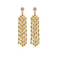 Fashion Fringe Orecchini, lega in zinco, placcato, Micro spianare cubic zirconia & per la donna, nessuno, 14x65mm, Venduto da coppia