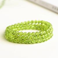 Peridot sten Armbånd, tre lag & for kvinde, grøn, 5~5.5mm, Ca. 105pc'er/Strand, Solgt Per Ca. 20.66 inch Strand