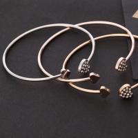 Zinc Alloy Cuff Bangle, forgyldt, mode smykker & for kvinde & med rhinestone, flere farver til valg, 60mm, Solgt af PC