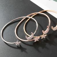 Zinc Alloy Cuff Bangle, forgyldt, mode smykker & for kvinde & med rhinestone, flere farver til valg, 66mm, Solgt af PC