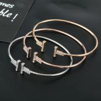 Zinc Alloy Manchet Bangle, plated, mode sieraden & voor vrouw & met strass, meer kleuren voor de keuze, 65mm, Verkocht door PC