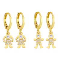 Cubic Zirconia Micro Pave Brass Earring gold color plated fashion jewelry & micro pave cubic zirconia golden Sold By Pair