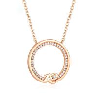 Kubieke Zircon Micro effenen Sterling zilveren ketting, 925 sterling zilver, met Cubic Zirconia, met 1.97Inch extender keten, Donut, gold plated, meer kleuren voor de keuze, 20x20mm, Per verkocht Ca 17.72 inch Strand