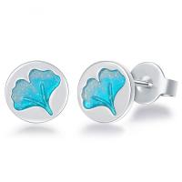 Brass Stud Earring brass post pin Round platinum plated blue nickel lead & cadmium free Sold By Pair