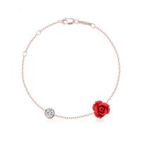 Argento Bracciali, 925 sterline d'argento, with Cristallo austriaco, with 2.95Inch extender chain, Rose, placcato platino, rosso, Venduto per Appross. 5.71 pollice filo