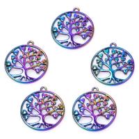 Zinklegering Hangers, Zinc Alloy, Tree of Life, kleurrijke vergulde, Vintage, nikkel, lood en cadmium vrij, 24x3x27mm, Verkocht door PC