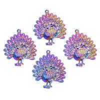 Zinc Alloy Animal Pendler, Peacock, farverig forgyldt, Vintage, nikkel, bly & cadmium fri, 33x5x43mm, Solgt af PC