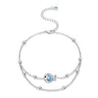 ottone Cavigliera, with CRYSTALLIZED™, ottone laccetto, with 1.97Inch extender chain, Pesce, placcato platino, sfaccettati, blu mare, assenza di nichel,piombo&cadmio, Venduto per Appross. 8.27 pollice filo