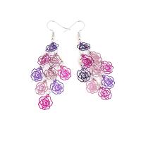 Pendientes de Gota en Latón, metal, Rosa, chapado, diferentes estilos para la opción & para mujer & hueco, libre de níquel, plomo & cadmio, 80mm, Vendido por Par