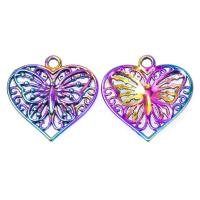 Zinc Alloy Hollow Pendler, Heart, forgyldt, med butterfly mønster, blandede farver, 22x22x2mm, Solgt af PC