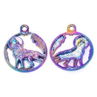 Pendentifs en alliage de zinc, Rond, Placage, Avec le modèle animal, couleurs mélangées, 25x21x3mm, Vendu par PC