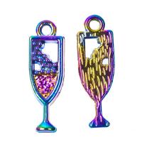 Zinc Alloy Pendler, Winebottle, forgyldt, blandede farver, 20x12x2mm, Solgt af PC