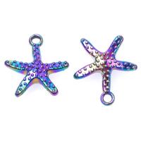 Sinc Alloy Pendants, Starfish, plátáilte, dathanna measctha, 15x13mm, Díolta De réir PC