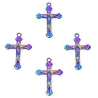 Pendants since Alloy Croise, Sinc Alloy, Cros chéasta Cross, plátáilte, dathanna measctha, 31x20x3mm, Díolta De réir PC