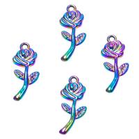 Zinc Alloy Flower Pendler, Rose, forgyldt, blandede farver, 23x10mm, Solgt af PC