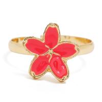 Zinc Alloy Open Finger Ring, plated, mode sieraden & voor vrouw & glazuur, rood, 11x11mm, Verkocht door PC