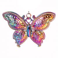 Zinc Alloy Animal Pendler, Butterfly, farverig forgyldt, nikkel, bly & cadmium fri, 71x52x5mm, Solgt af Bag