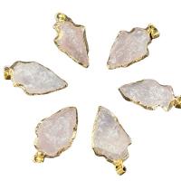 Rose Quartz Függő, -val Sárgaréz, nyílhegy, arany színű aranyozott, egynemű, rózsaszín, 28-30mmx16mm, Által értékesített PC