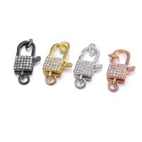 Mässing Karbinlås, plated, micro bana cubic zirconia, fler färger för val, nickel, bly och kadmium gratis, 18.50x11mm, Säljs av PC