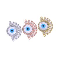 Kubinių Zirconia Mikro Pave Žalvaris Jungtis, Žalvarinis, Evil Eye, padengtą, mikro nutiesti kubinių Zirconia & emalė, daugiau spalvų pasirinkimas, nikelio, švino ir kadmio nemokamai, 24.50x18mm, 5PC/Krepšys, Pardavė Krepšys