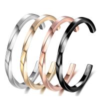 Titanium Steel Σφαλιάρα Bangle, επιχρυσωμένο, κοσμήματα μόδας & για τη γυναίκα, περισσότερα χρώματα για την επιλογή, 60mm, 4mm, Sold Με PC