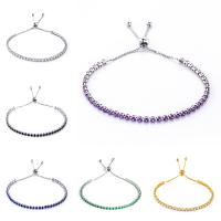 Cuivre bracelet, avec 4.25inch chaînes de rallonge, Placage, pavé de micro zircon & pour femme, plus de couleurs à choisir, protéger l'environnement, sans nickel, plomb et cadmium, 2.80mm, Longueur Environ 6.3 pouce, Vendu par PC