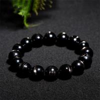 Piedra de la suerte dorada Pulsera, Tallado, unisexo & diverso tamaño para la opción, Negro, longitud aproximado 8 Inch, Vendido por UD