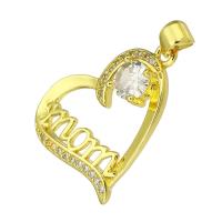 Cubic Zirconia Micro Pave Brass Pendant Heart gold color plated micro pave cubic zirconia & hollow Approx 4mm Sold By Lot