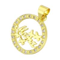 Cubic Zirconia Micro Pave Brass Pendant Flat Round gold color plated micro pave cubic zirconia & hollow Approx 4mm Sold By Lot