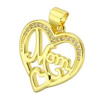 Cubic Zirconia Micro Pave Brass Pendant Heart gold color plated micro pave cubic zirconia & hollow Approx 4mm Sold By Lot