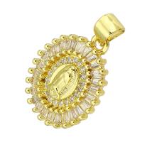 Cubic Zirconia Micro Pave Brass Pendant gold color plated micro pave cubic zirconia Approx 4mm Sold By Lot