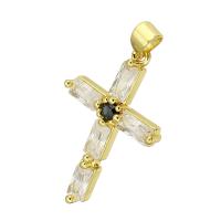 Cubic Zirconia Micro Pave Brass Pendant Cross gold color plated micro pave cubic zirconia Approx 4mm Sold By Lot