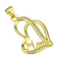 Cubic Zirconia Micro Pave Brass Pendant Heart gold color plated micro pave cubic zirconia & hollow Approx 4mm Sold By Lot