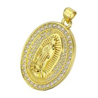 Cubic Zirconia Micro Pave Brass Pendant gold color plated micro pave cubic zirconia Approx 4mm Sold By Lot