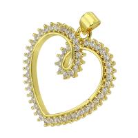 Cubic Zirconia Micro Pave Brass Pendant Heart gold color plated micro pave cubic zirconia & hollow Approx 4mm Sold By Lot