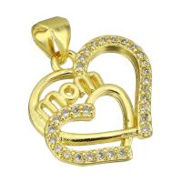 Cubic Zirconia Micro Pave Brass Pendant Heart gold color plated micro pave cubic zirconia & hollow Approx 4mm Sold By Lot