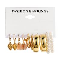 Zinc Alloy Earring Set with Plastic Pearl & Acrylic 5 pieces & for woman nickel lead & cadmium free Sold By Set