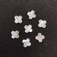 Natural White Shell Perler, Four Leaf Clover, du kan DIY & ingen hul, flere farver til valg, 8mm, Solgt af PC